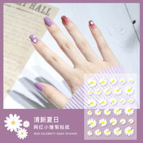 Online red spring and summer daisy small fresh and waterproof 3d nail sticker Teen Wear Finished Medecal Sticker Full Sticker