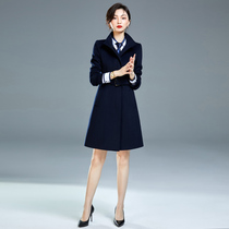 High-end professional wear woolen coat goddess fan temperament thickened front desk tooling property customer service overalls female autumn and winter