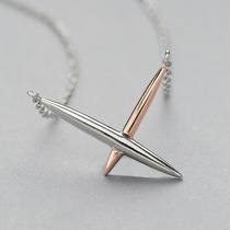 Pure silver S925 silver necklace female Korean version Jane about fashion gold and silver bicolor X shaped sleeve chain jewellery