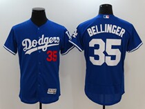 Dodgers Jersey Dodgers Baseball uniform No 35 BELLINGER gray blue white cardigan T-shirt Short sleeve