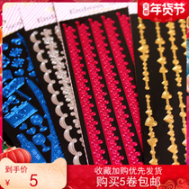 Popular lace stickers gilded blue tower lace beautiful border decoration mini mini photo paper polaroid