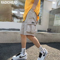 Radiohead cargo shorts mens summer trend fashion loose cropped pants khaki pants casual midpants