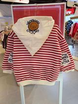 Korean small and medium-sized childrens clothing 20 winter new mens and womens Baby Baby Baby Red Stripe hat plus velvet sweater