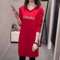 Long sleeve base shirt ladies size fat mm200 kg new Korean slim slim slim pullover on clothes