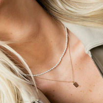 Exquisite rice grain pearl necklace female European and American niche texture natural freshwater beads choker temperament Joker neck chain