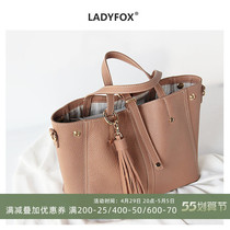Autumn Winter Genuine Leather Lady Handbag Fashion Large Capacity Diagonal Satchel Single Shoulder Bag Soft Leather 100 Hitch Commuter Tote Bag Bag