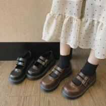 Mary Jane small leather shoes women Spring and Autumn black retro lo shoes flat students cute basic Japanese jk uniform shoes