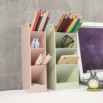 Desktop pen storage box large capacity office stationery multi-grid shelf creative student pen holder shelf cute