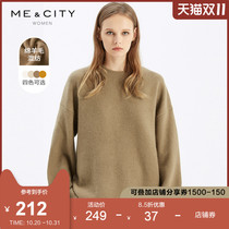 Wool blend MECITY womens autumn gentle temperament casual loose long sleeve round neck pullover sweater women