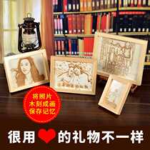 520 Gift to girlfriend girl wife birthday gift creative album thin gift small gift greeting card woodcut painting
