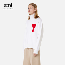 AMI unisex classic love wool solid color casual simple pullover turtleneck sweater