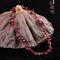 Garnet foot chain irregular garnet bracelet wine red garnet bracelet hand-woven