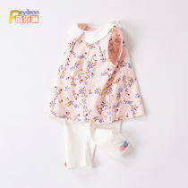 Little girl Summer ethnic wind floral skirt suit female baby girl baby dress Princess
