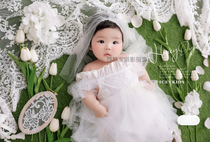 100 days little white yarn photography Childrens clothing Little yarn skirt Dress photo princess skirt White birthday dress Skirt 100-day feast