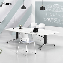 Folding meeting table Training table Multi-functional negotiating table strip table Spliced mobile desk retractable