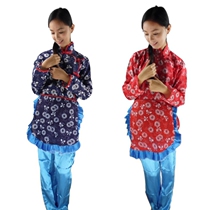 Childrens village girl performance clothing female village girl performance clothing blue red adult Aqing sister stage performance costume flower girl