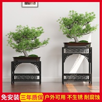 Iron Art Flower Shelf Landing Chinese Living Room Shelf Multi Meat Green and Imitation Ancient Square Interior Minimalist Classical Bonsai Rack