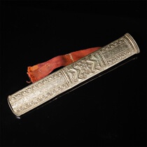  Old Tibetan white copper gilt Tibetan knife scabbard H-2745