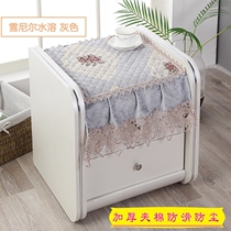 Bedside table cover bedroom lace Princess wind household fabric Simple modern black leather bedside table cover cloth u-shape
