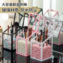 Dust-proof belt cover upscale glazed color makeup brush containing box girls heart transparent eye line eyebrow pencil cylinder pearl brush barrel