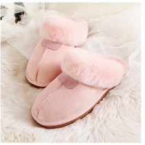 Olins new Australian fur integrated autumn and winter indoor anti-slip Baotou warm and thickened light pure wool cotton slippers