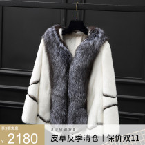 Finland imported silver blue fox fur collar fashion mink fur short coat anti-season mink coat Ladies Short