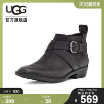 UGG autumn and winter womens boots thick square heel short barrel metal buckle western boots 1113422