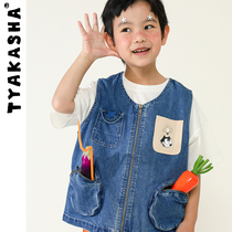 (FELIX Co-brand) TYAKASHAKIDS Takasha coat boys and girls vest childrens denim horse clips
