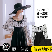 Swimsuit female split new big code Fat mm200 catty Belly Button Slim Conservative Flat Corner Pants Spa Mama Long Sleeve