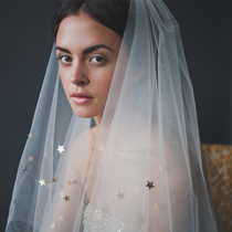 Super fairy simple star bride wedding short wedding veil Photo studio photography Seaside travel modeling photo veil