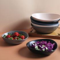 Light bowl matte creative shallow plate dish shallow soup plate 8 inch hipster household pink blue red ins solid color light Bowl