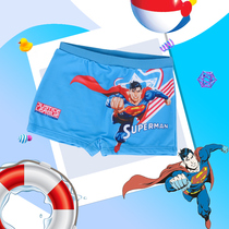 Fandilla childrens swimming trunks boy baby flat corner Superman swimsuit boy split Middle big boy with swimming cap swimsuit