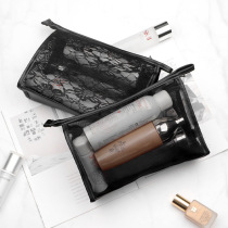  Cosmetic bag female two-piece portable large-capacity mesh lace court style storage triangle skin care mesh bag portable