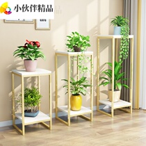 Living room TV cabinet with flower stand Nordic wrought iron flower stand gold simple living room indoor bonsai decorative stand