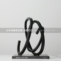 Simple modern black metal geometric abstract ornaments Home accessories living room model room soft decoration light luxury style