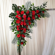 Wedding props simulation silk flower row finished flower corner flower background wall fake flower wedding floral arrangement Rose