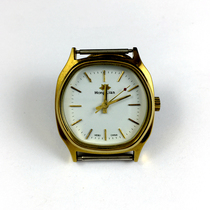 Shijiazhuang watch factory producing red-violet cards square yellow shell flour manual mechanical diameter 33mm sent strap