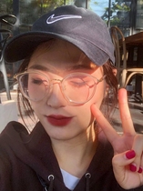 Little red book transparent glasses frame female light big frame tr90 retro myopia glasses female anti-blue light flat glasses frame tide