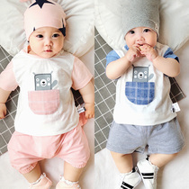 Bamboo Festival Cotton Baby T-Shirt Short Sleeve Pure Cotton Male Compassionate Half Sleeve Thin blouse Baby half-year-old Summer mens Baobao