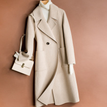 Anti-season clearance high-end thick double-sided velvet coat womens medium long woolen coat No cashmere slim slack wind