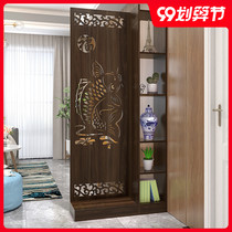 Screen partition shelf decoration fashion living room simple modern double-sided Chinese solid wood entrance door entrance cabinet