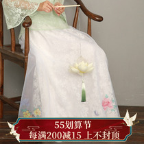 Microcool-lace hand-painted half-body dress autumn winter new art retro style white dress High waist a word skirt