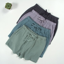 Couple pants Pure cotton gauze thin pajamas womens summer shorts Foreign trade Japanese men and women home pants pants head big pants