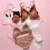 French bralette lace beauty back triangle cup underwear womens thin shoulder strap sexy without steel ring thin girl bra