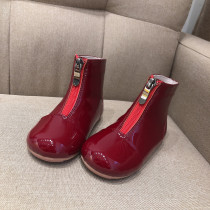 children's martin boots genuine leather 2022 autumn winter single boots english leather boots burgundy children's mid boots girl boots trendy