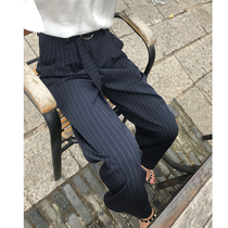 Striped wide leg pants womens high waist drape pants summer 2019 new casual suit pants womens straight loose drag pants