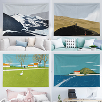 Background cloth hanging cloth minimalist Japanese style simple landscape painting living room bedside Inn wall decoration tapestry