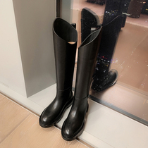 Special price clearance GDDZ JIL genuine leather long cylinder boots spring autumn irregular chamfered rider boots female thick base coarse heel boots