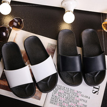 Summer male Korean version of one-word drag bathroom bath non-slip thick-bottomed home flat-bottomed indoor and outdoor wearing beach sandals and slippers tide