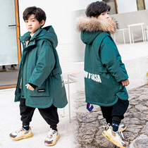 (broken code to pick up the leak) children's winter boys park feather cotton-padded jacket coat plus velvet padded 2021 new foreign style